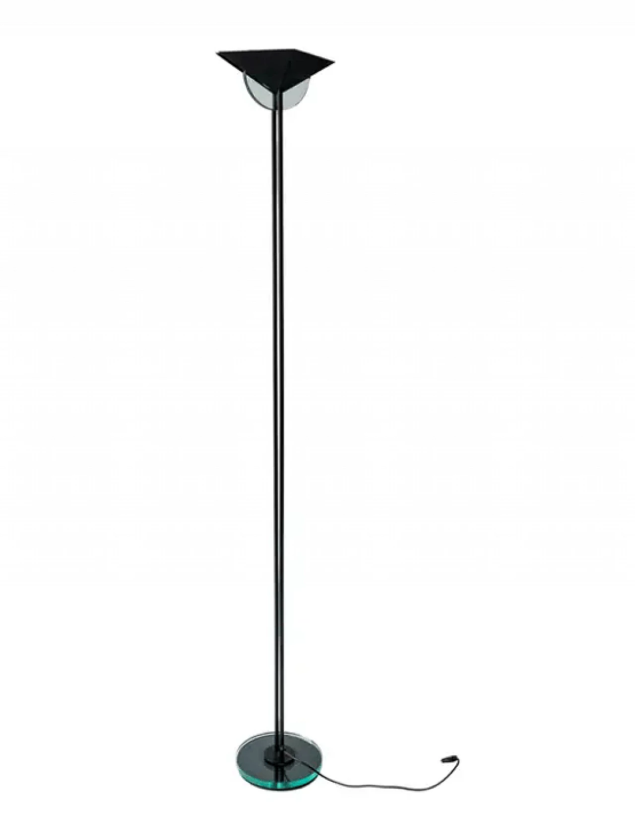 Floor lamp in black metal and blue glass in the style of Fontana Arte, 1990s 1