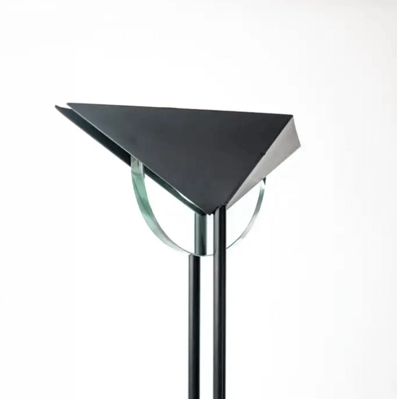 Floor lamp in black metal and blue glass in the style of Fontana Arte, 1990s 2