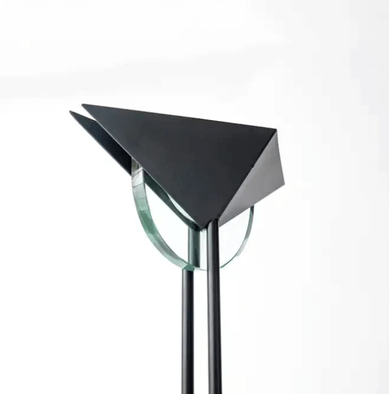 Floor lamp in black metal and blue glass in the style of Fontana Arte, 1990s 3