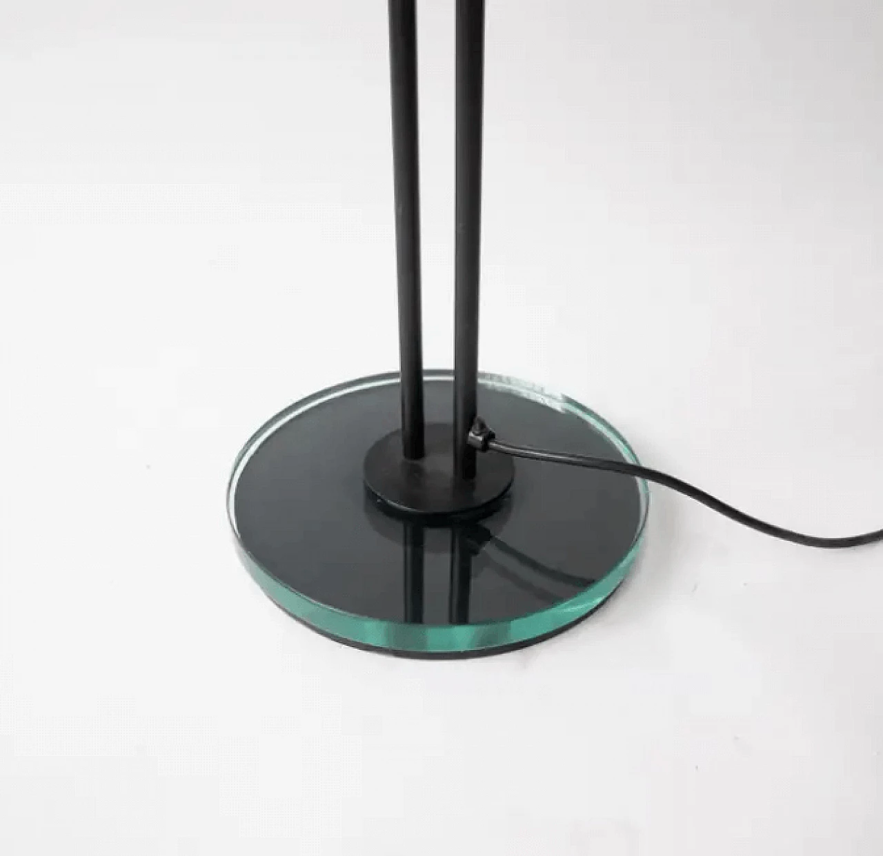 Floor lamp in black metal and blue glass in the style of Fontana Arte, 1990s 4