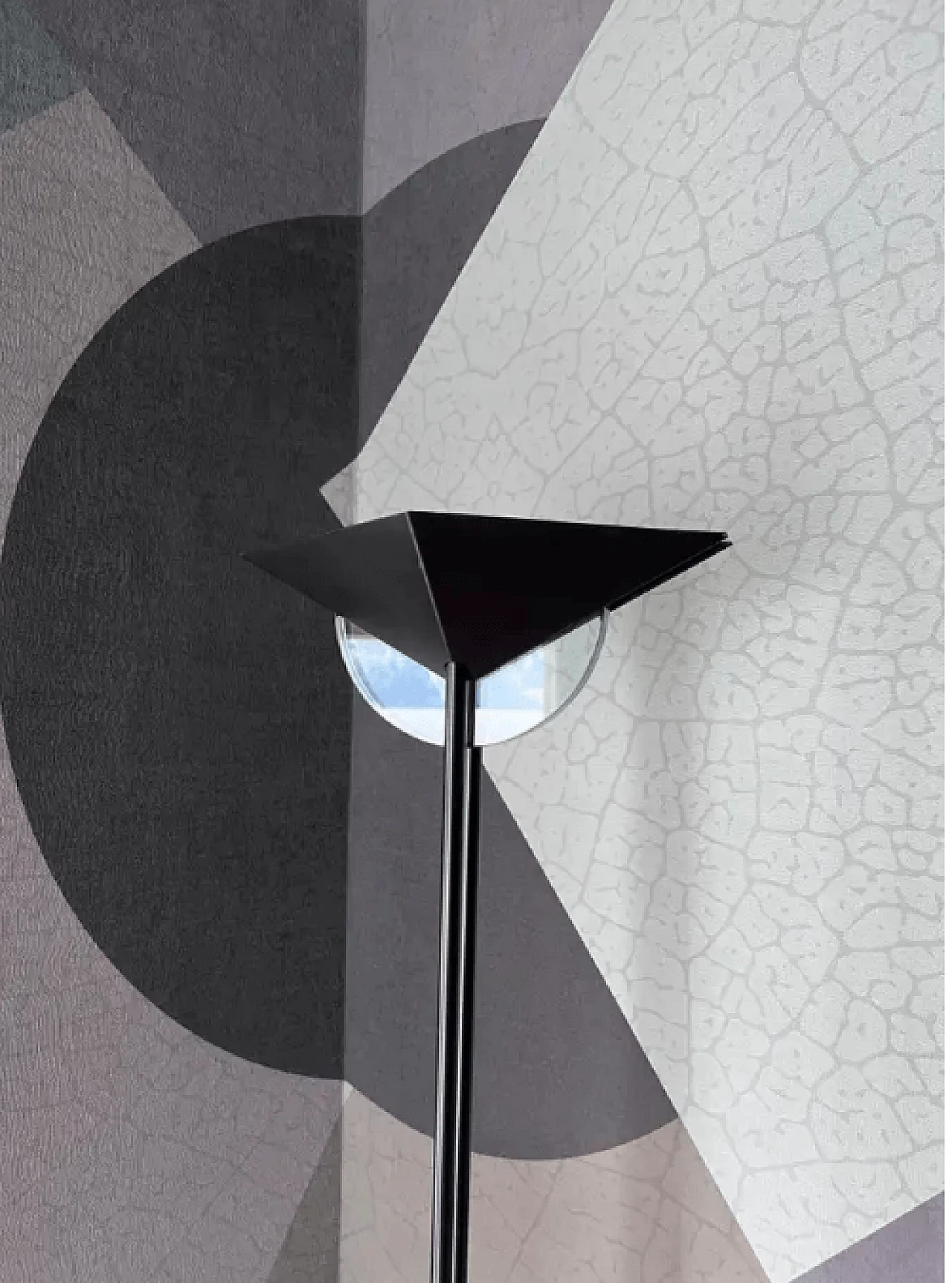 Floor lamp in black metal and blue glass in the style of Fontana Arte, 1990s 6