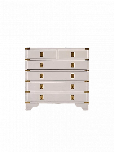 Six-drawer chest of drawers in white painted wood, 1960s
