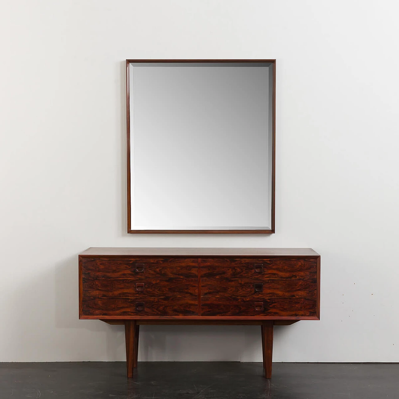 Danish rosewood extra large mirror with console, 1960s 15