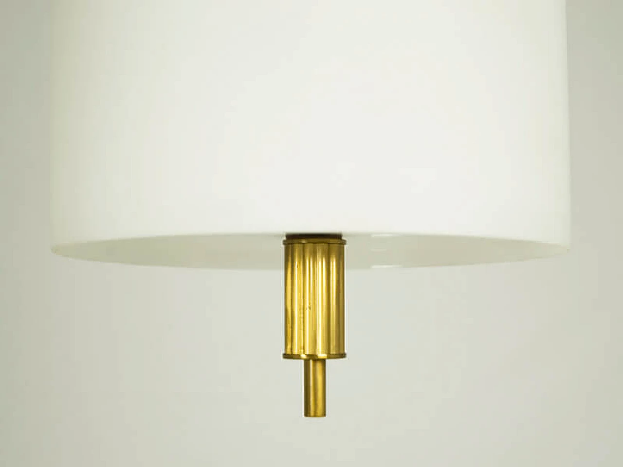 White opaline glass and brass pendant lamp by Oscar Torlasco for Lumi, Italy, 1950s 3