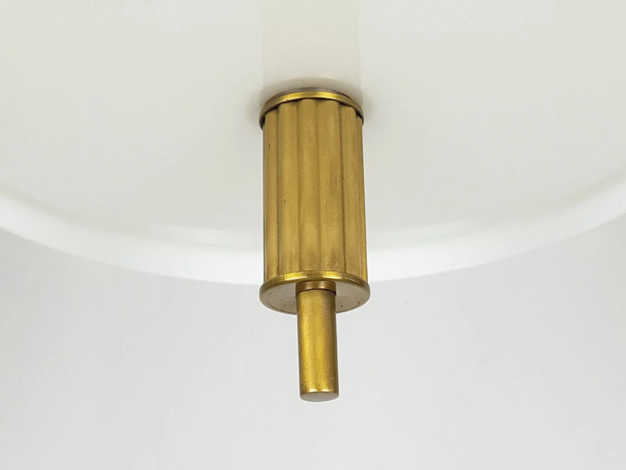White opaline glass and brass pendant lamp by Oscar Torlasco for Lumi, Italy, 1950s 15