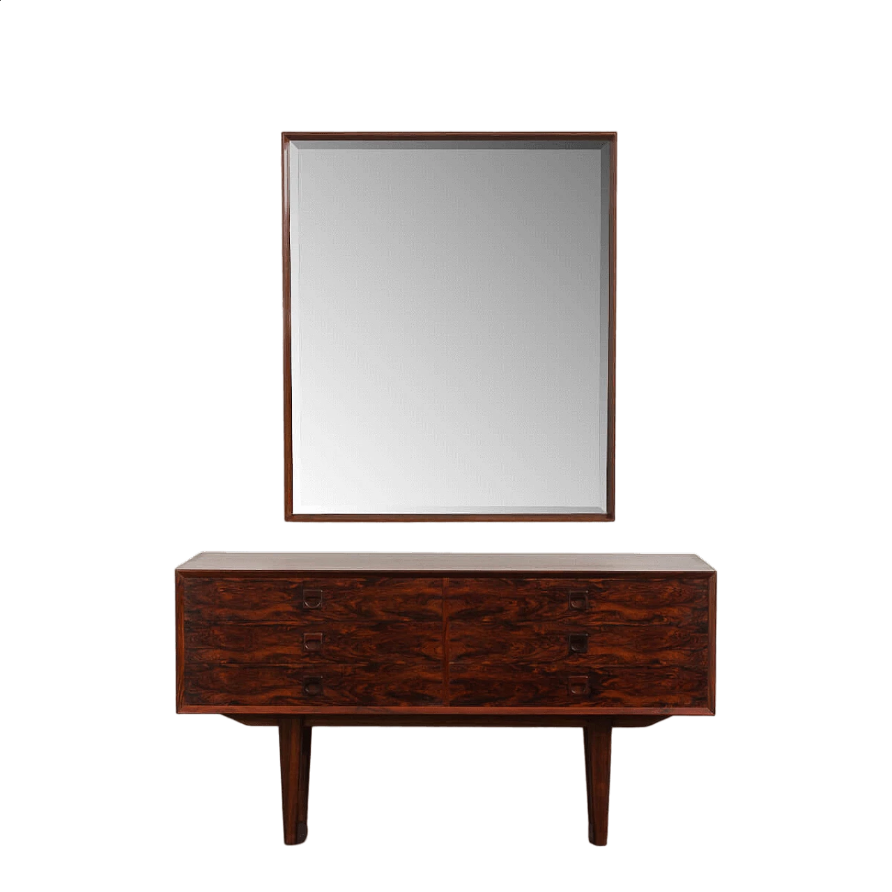 Danish rosewood extra large mirror with console, 1960s 22