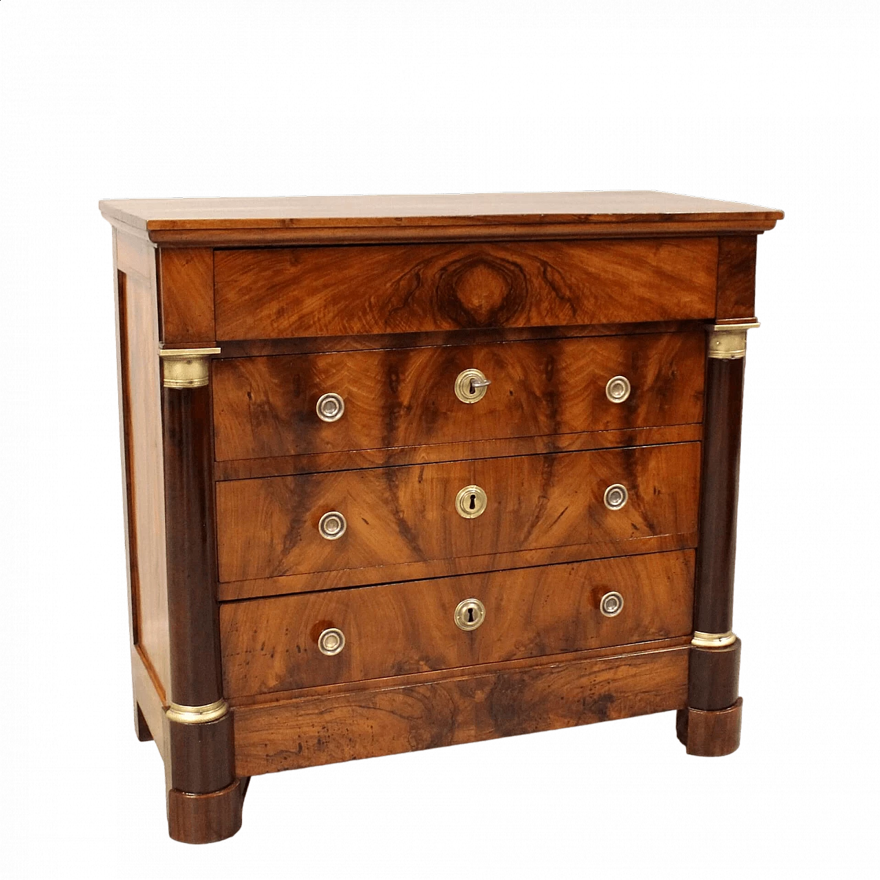Empire chest of drawers in walnut, early 19th century 10