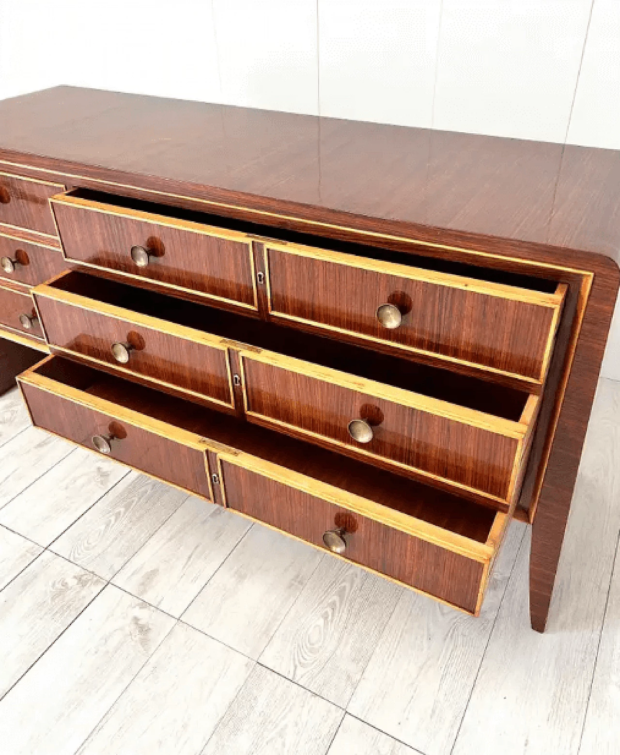 Wood and brass storage cabinet by Paolo Buffa, 1950s 10