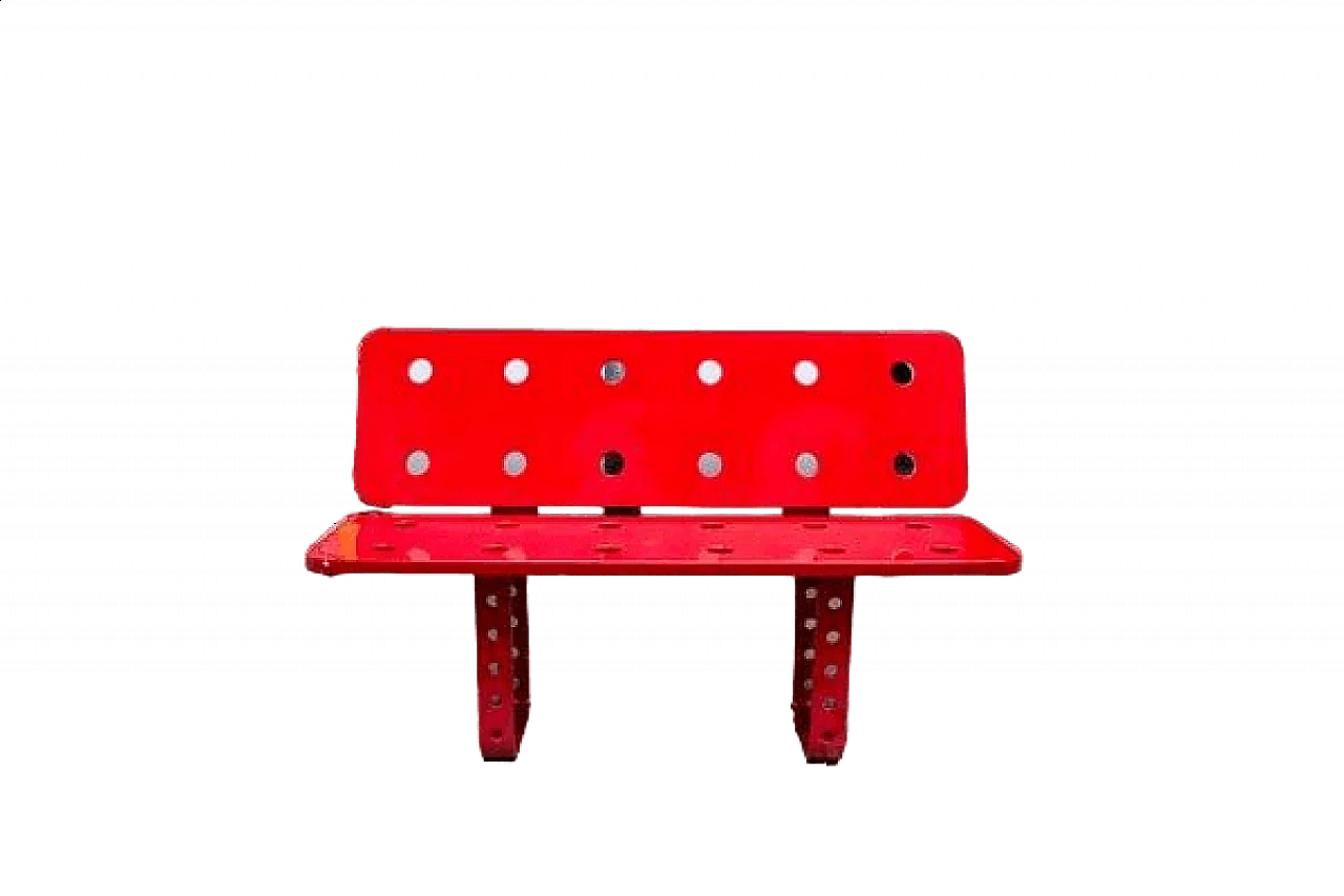 Red painted wooden bench from Alfa Romeo, 2000s 9