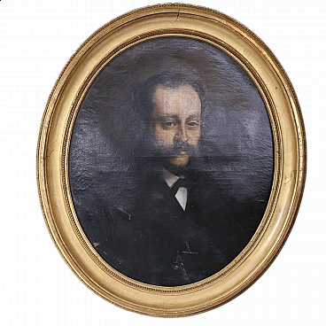 Ritratto di uomo con baffi, dipinto a olio su tela, '800