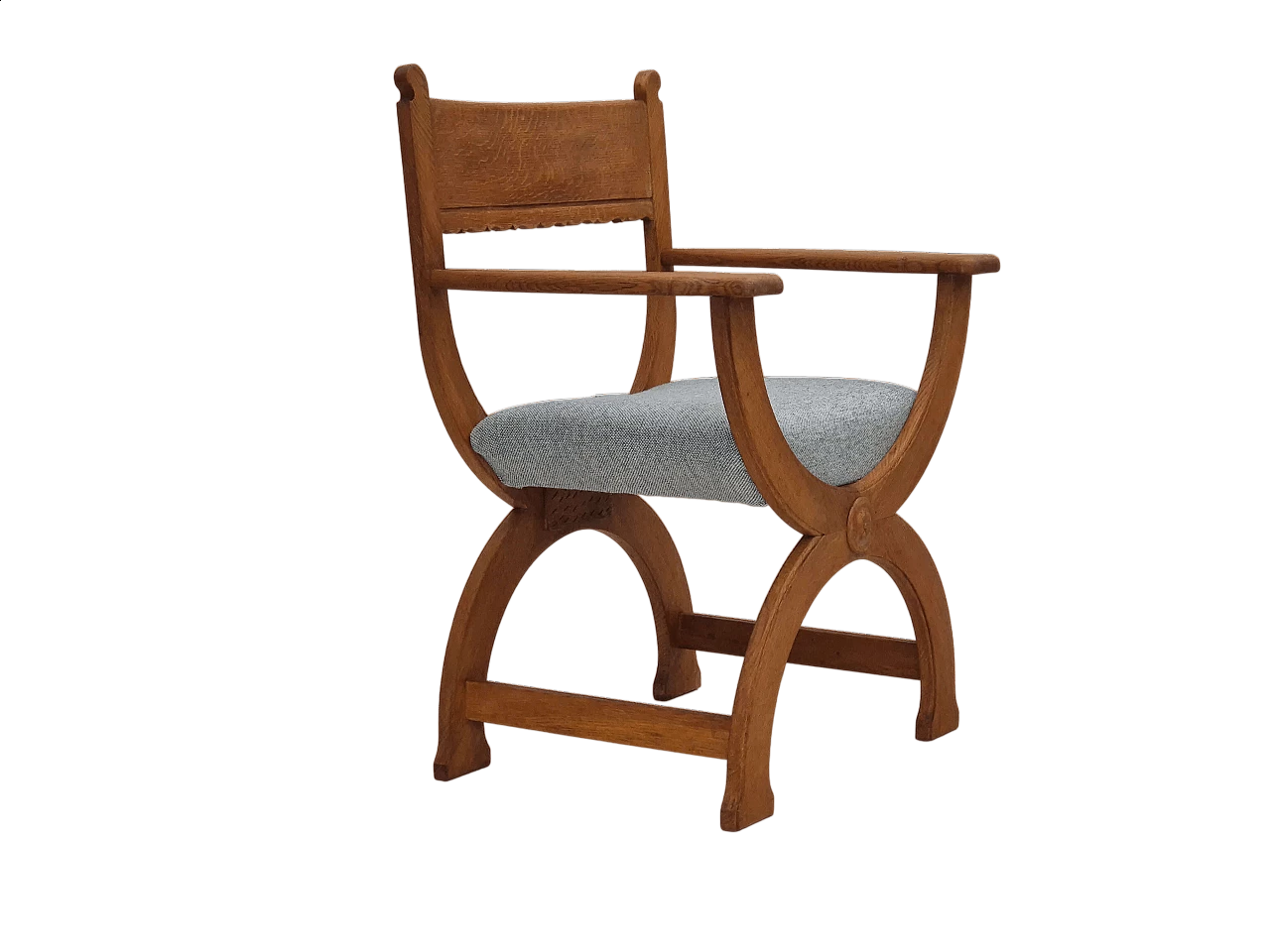 Poltrona danese in legno massello di rovere e lana per mobili Kvadrat, anni '60 16