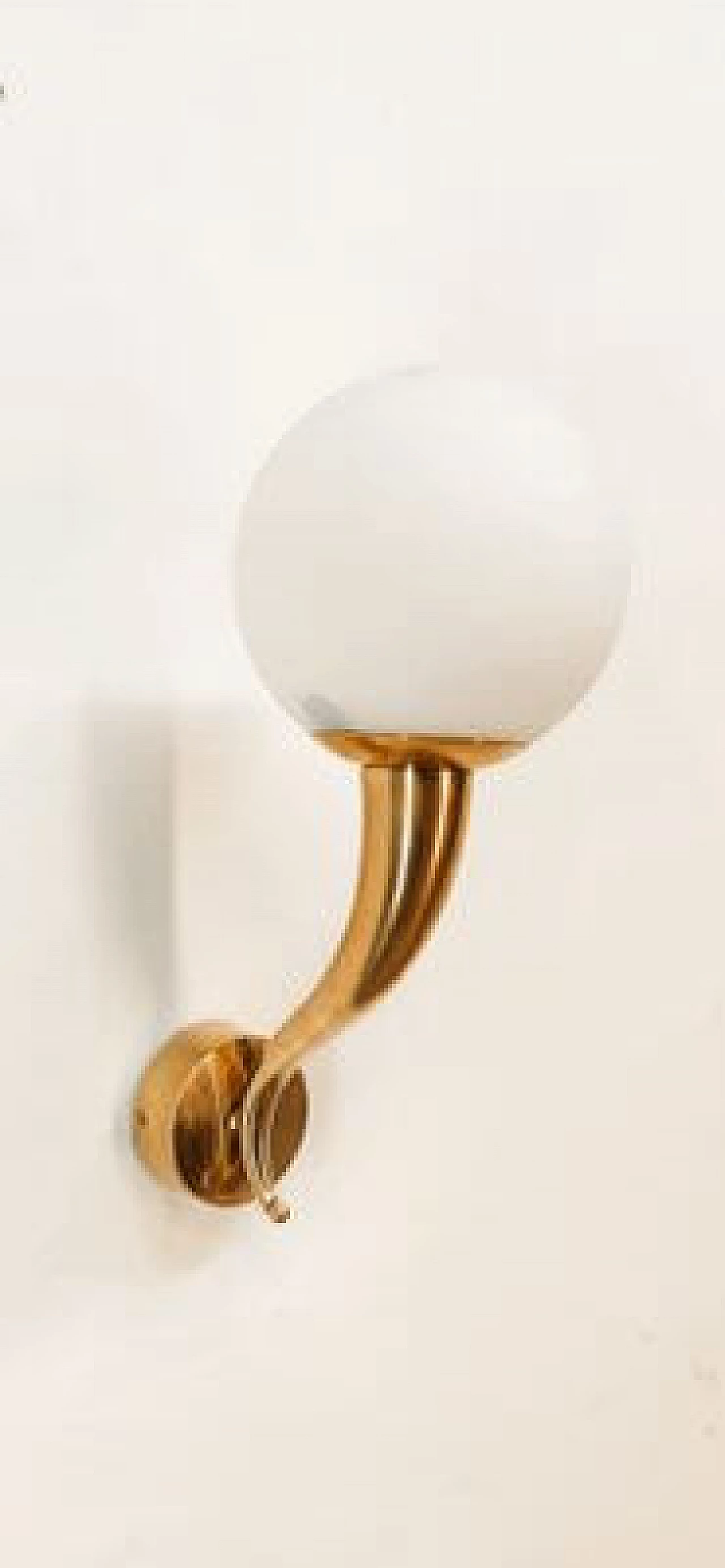 Brass and white glass wall light, 1970s 2