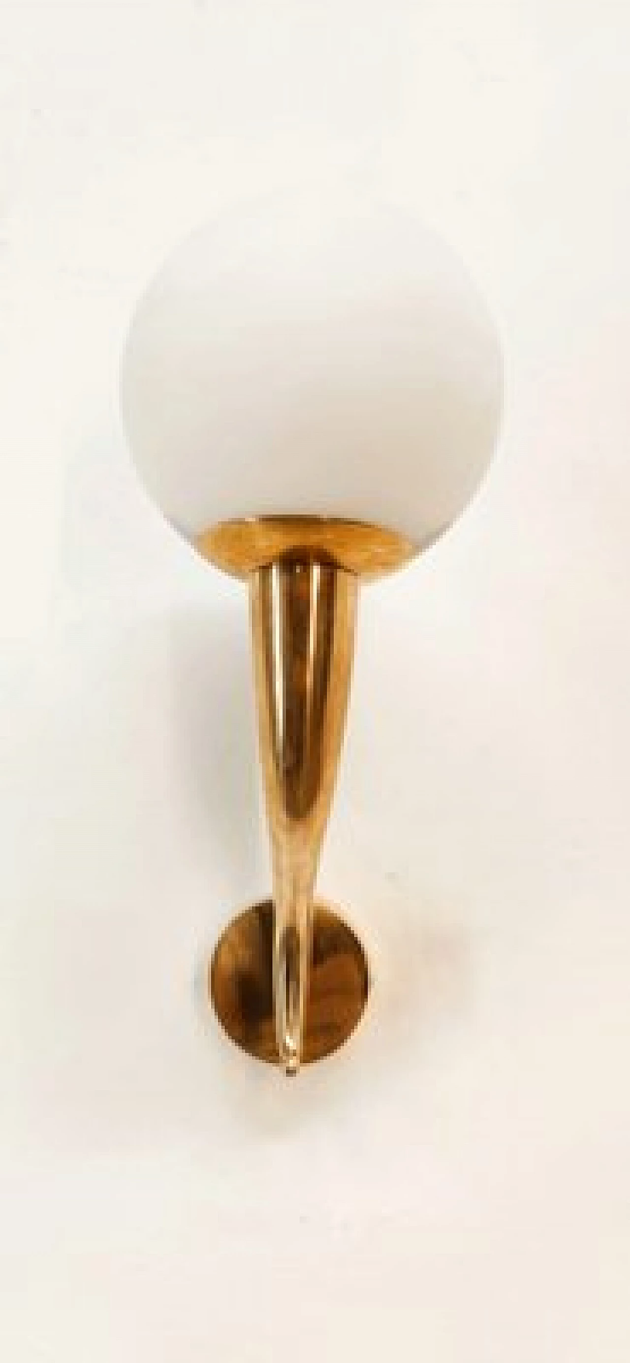 Brass and white glass wall light, 1970s 3