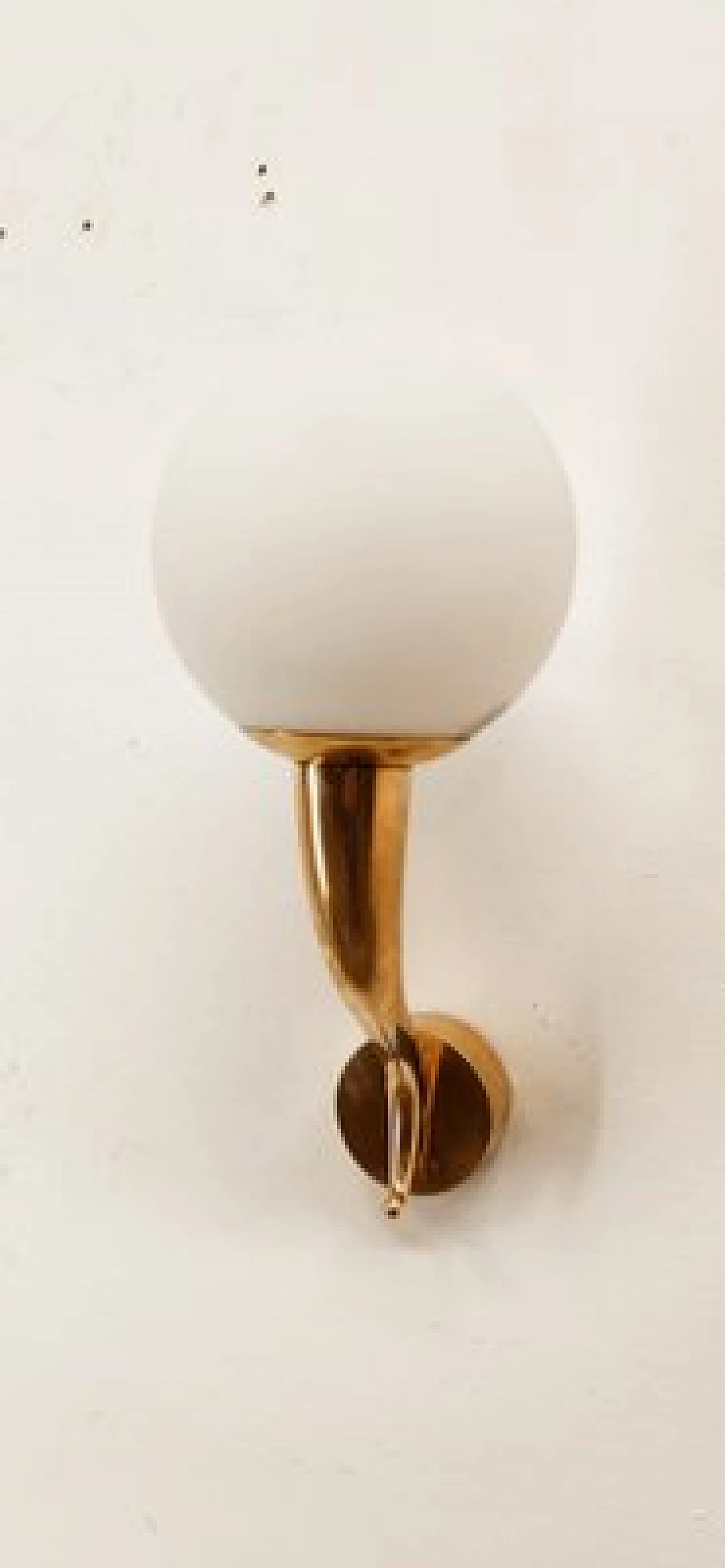 Brass and white glass wall light, 1970s 4