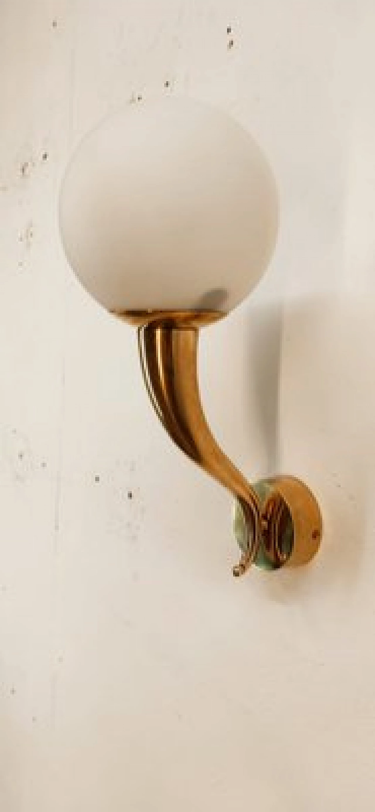 Brass and white glass wall light, 1970s 5