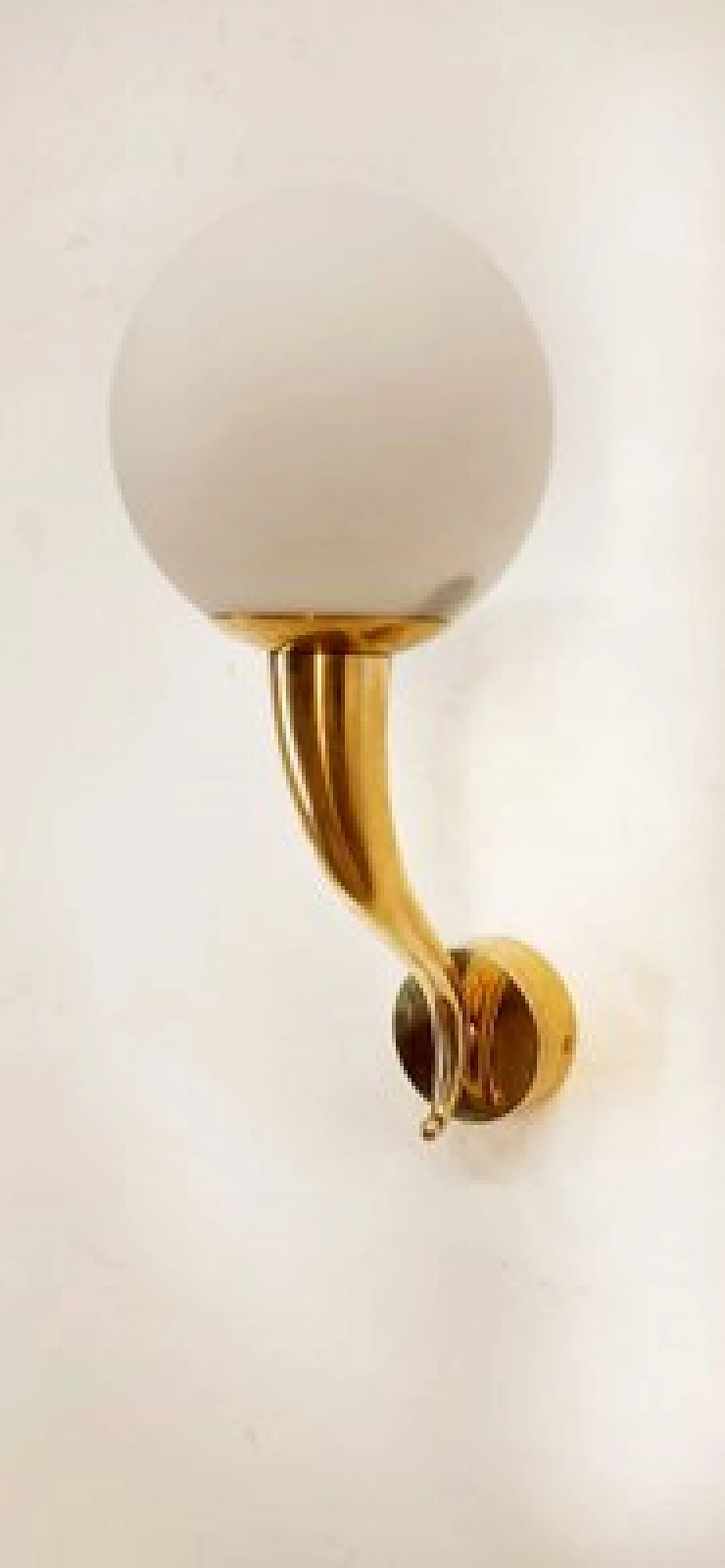 Brass and white glass wall light, 1970s 6