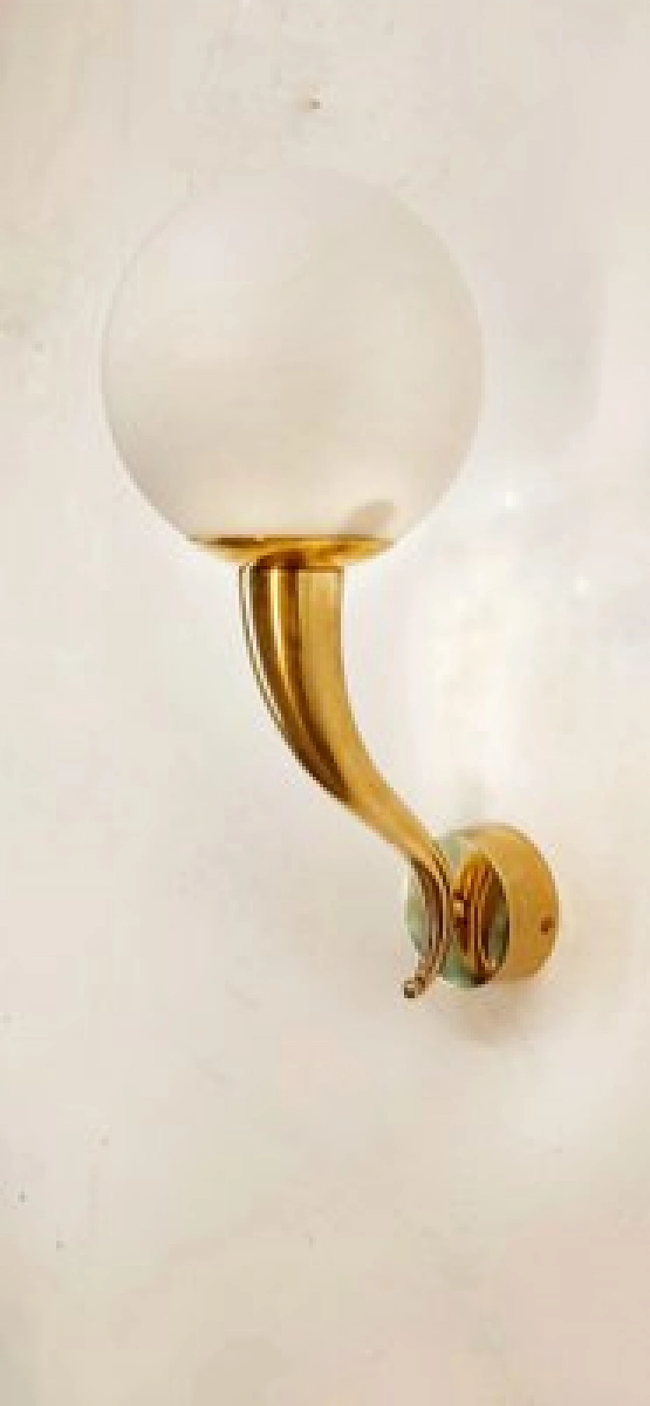 Brass and white glass wall light, 1970s 7
