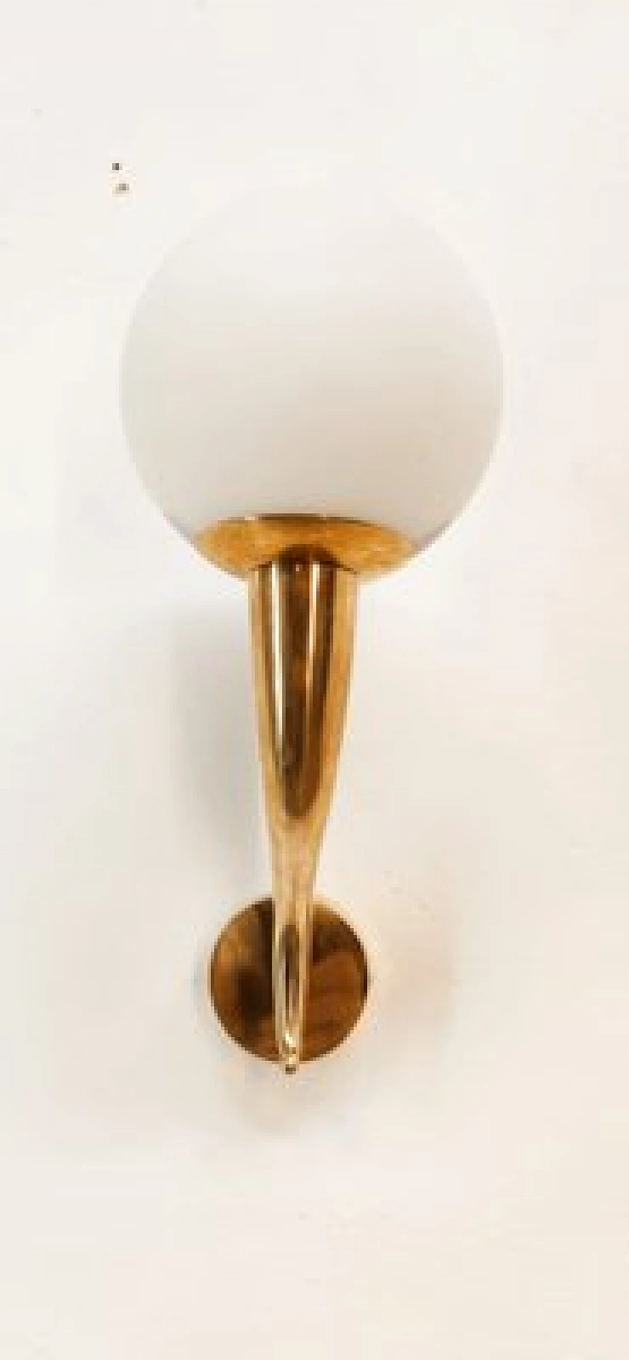 Brass and white glass wall light, 1970s 8