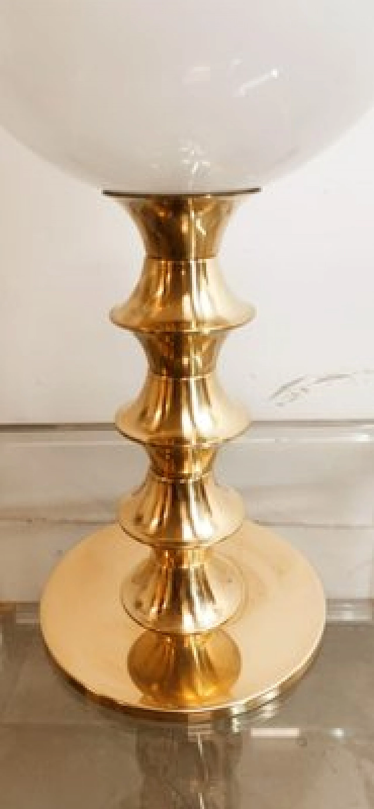 Brass and white glass table lamp, 1970s 7