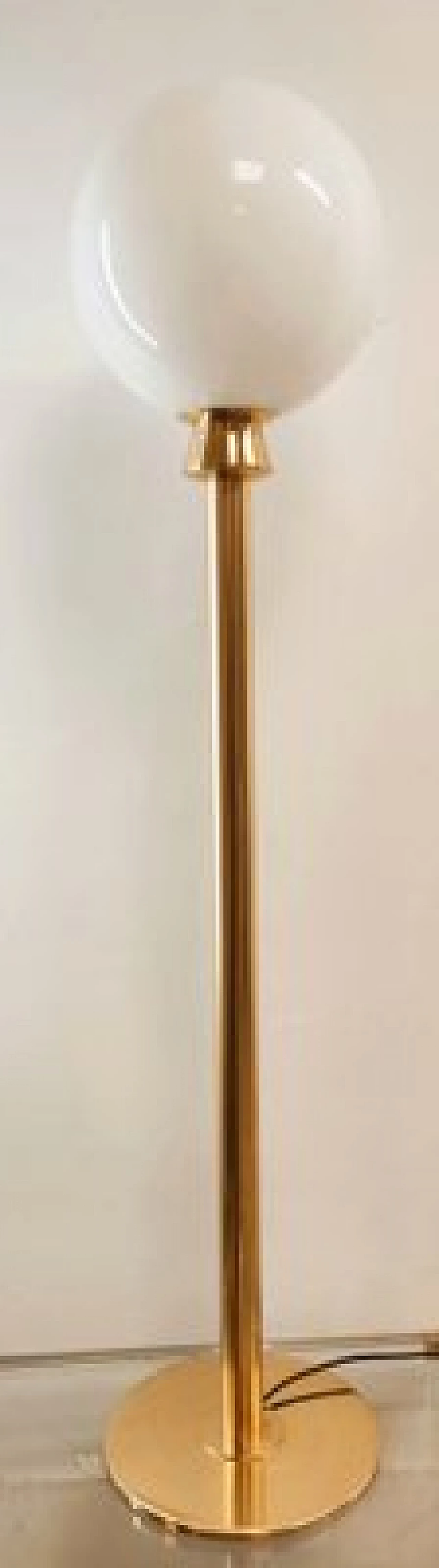 Brass and glass floor lamp, 1970s 1