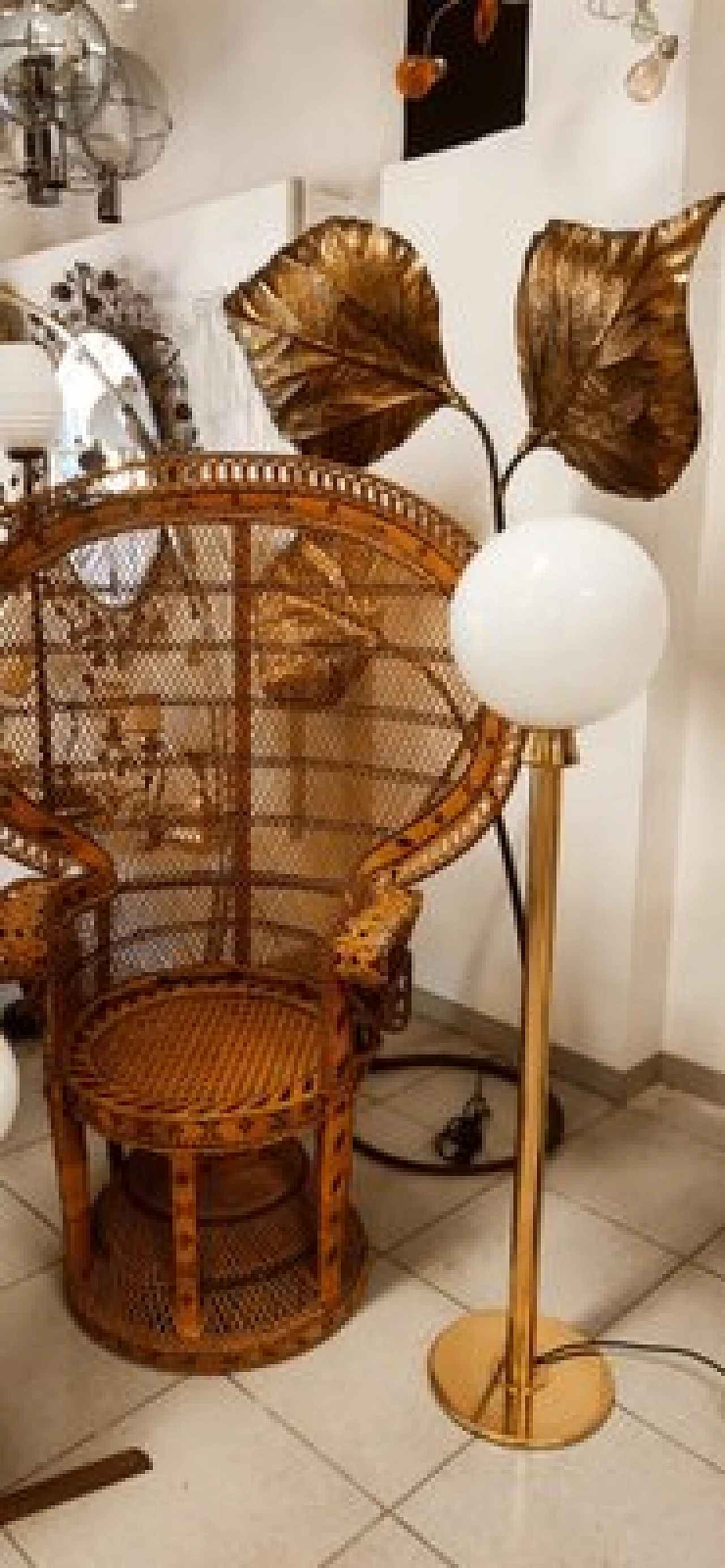 Brass and glass floor lamp, 1970s 2