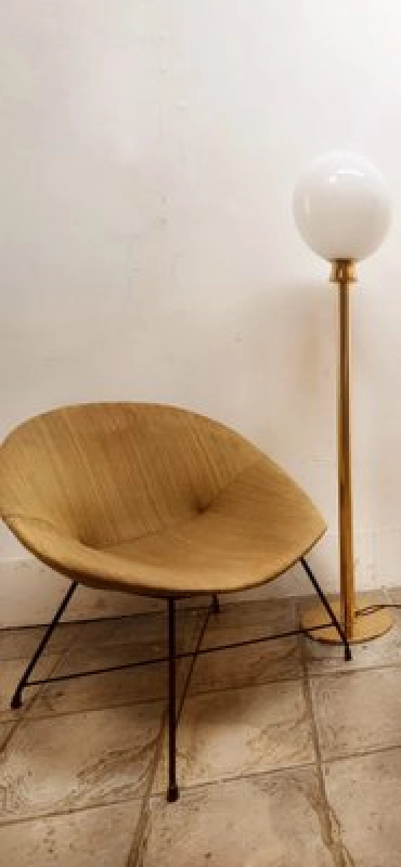 Brass and glass floor lamp, 1970s 3