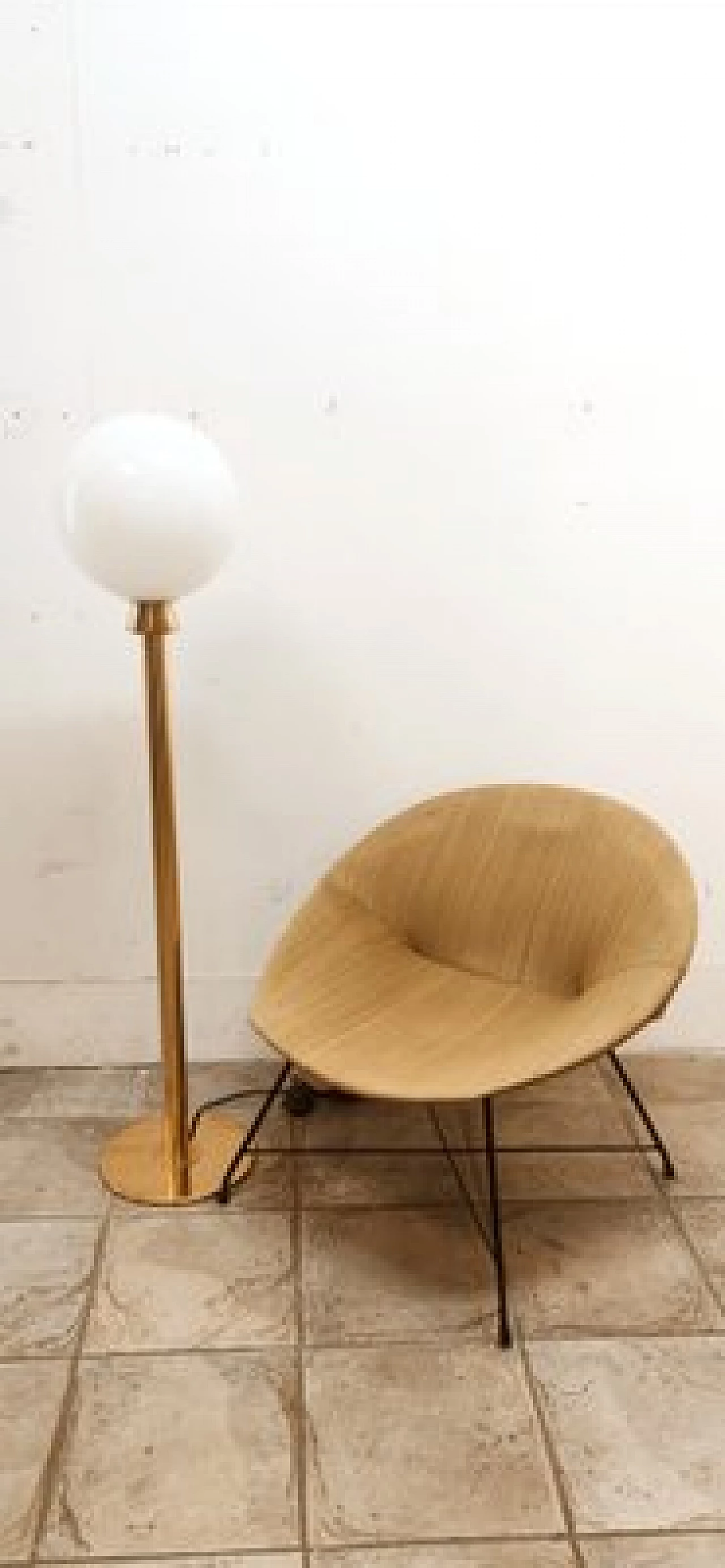 Brass and glass floor lamp, 1970s 4