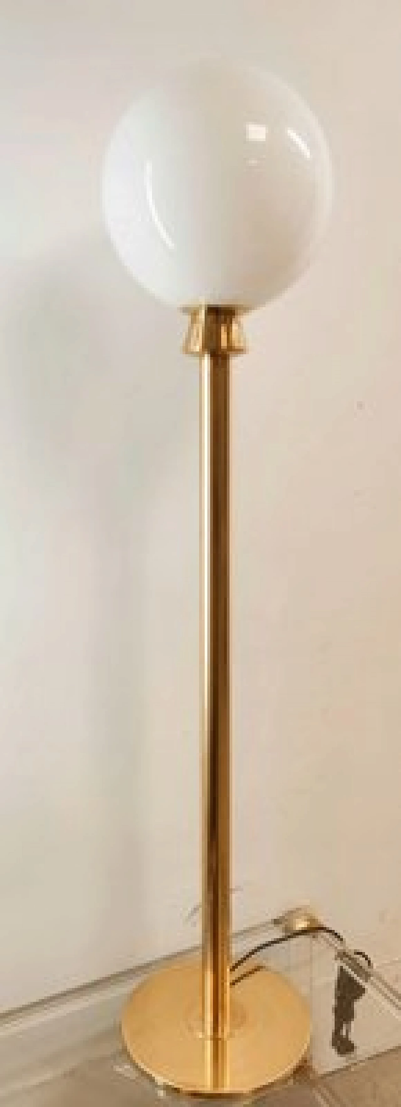 Brass and glass floor lamp, 1970s 8