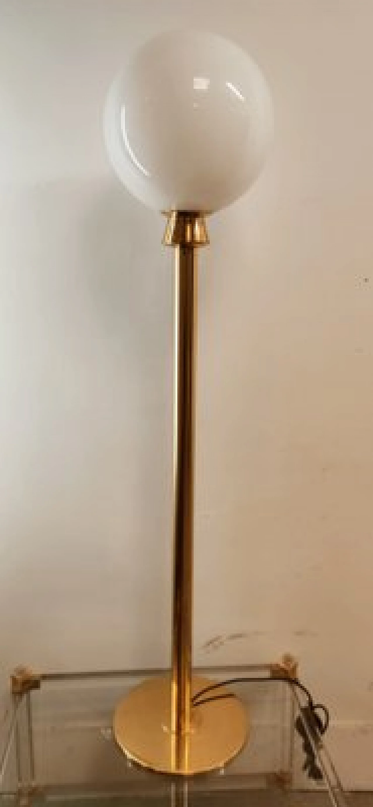 Brass and glass floor lamp, 1970s 10