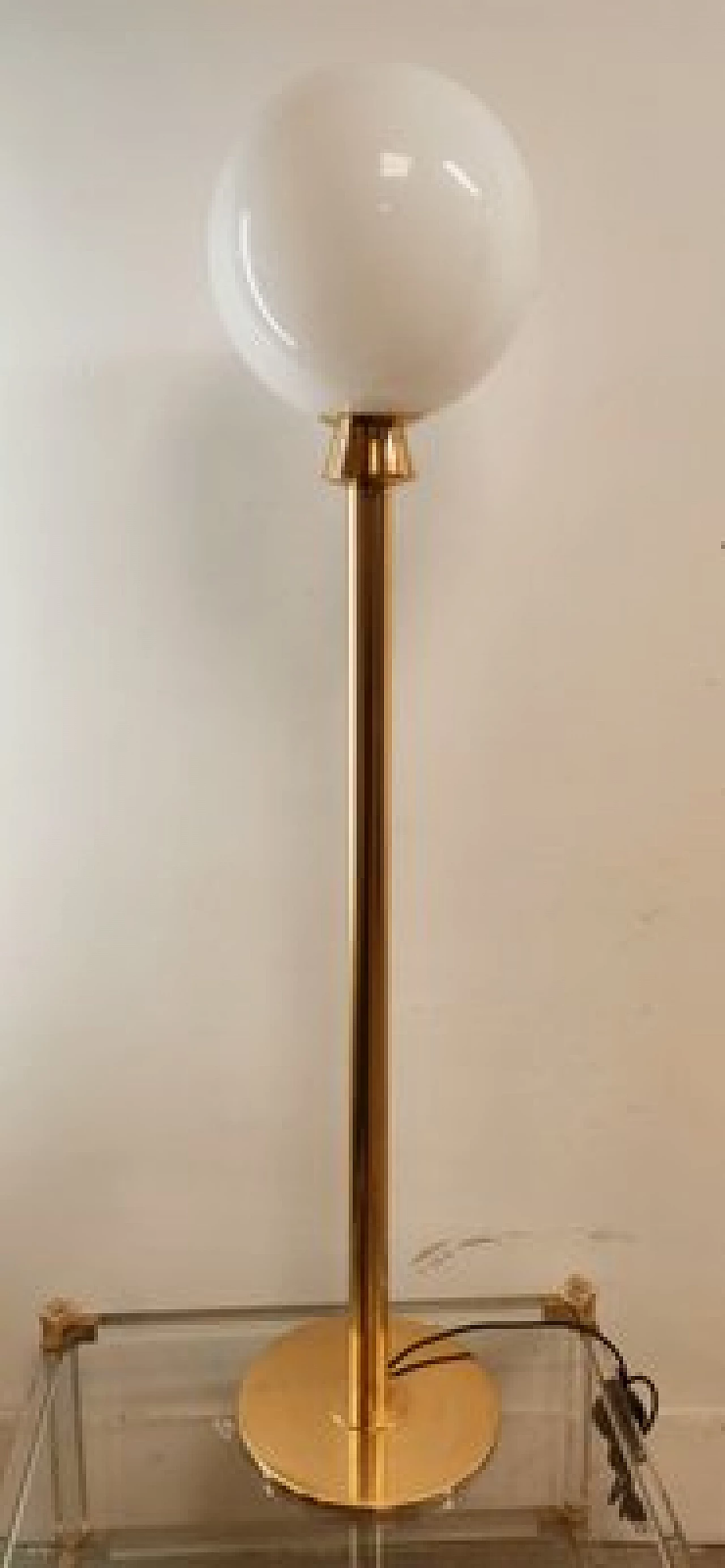 Brass and glass floor lamp, 1970s 11