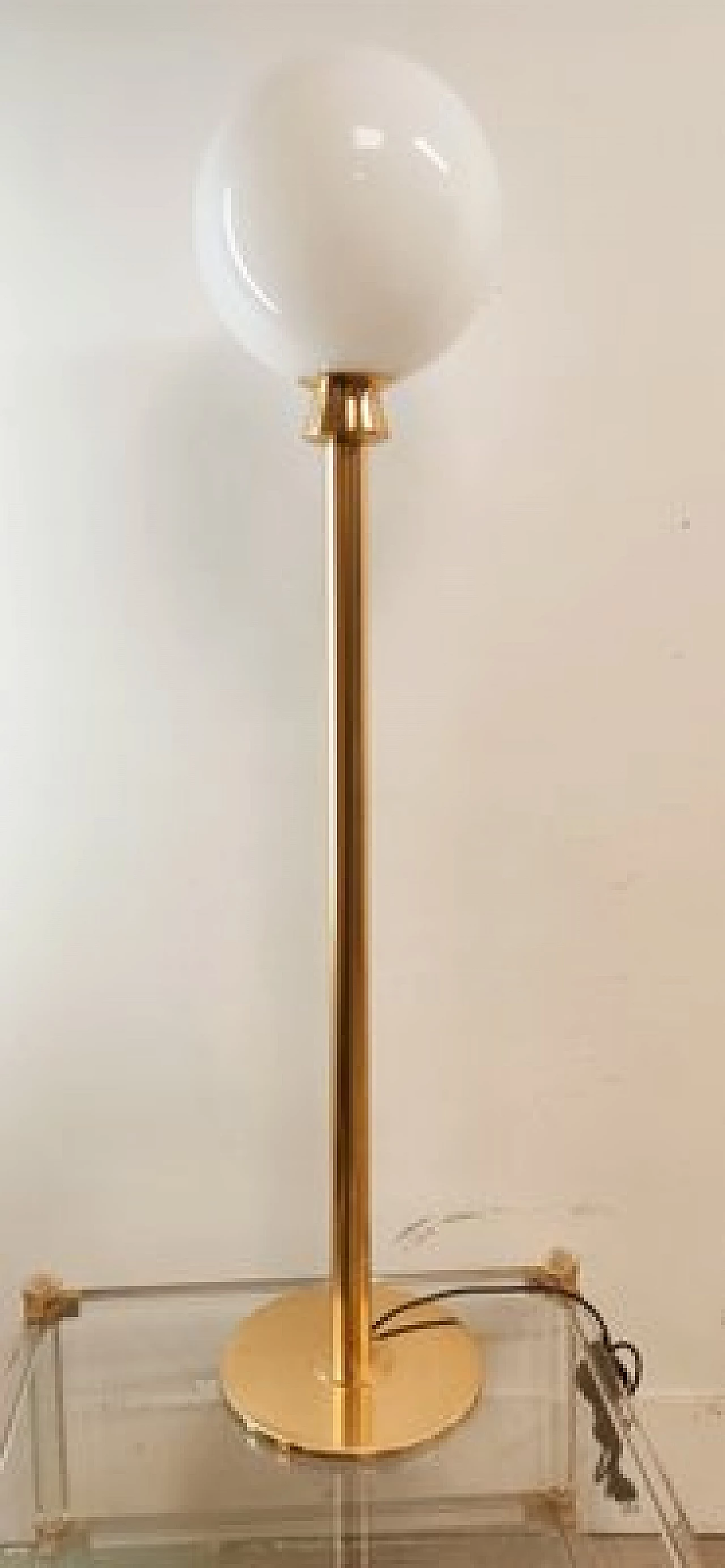 Brass and glass floor lamp, 1970s 14