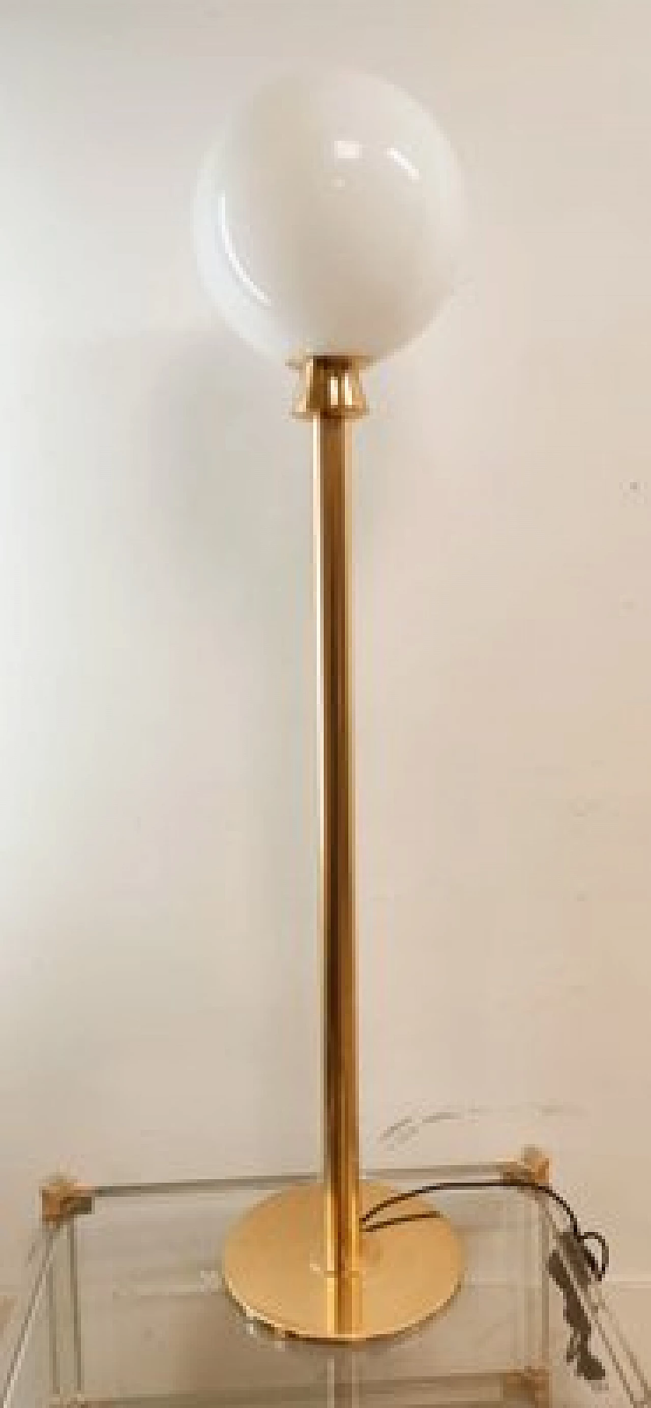 Brass and glass floor lamp, 1970s 21