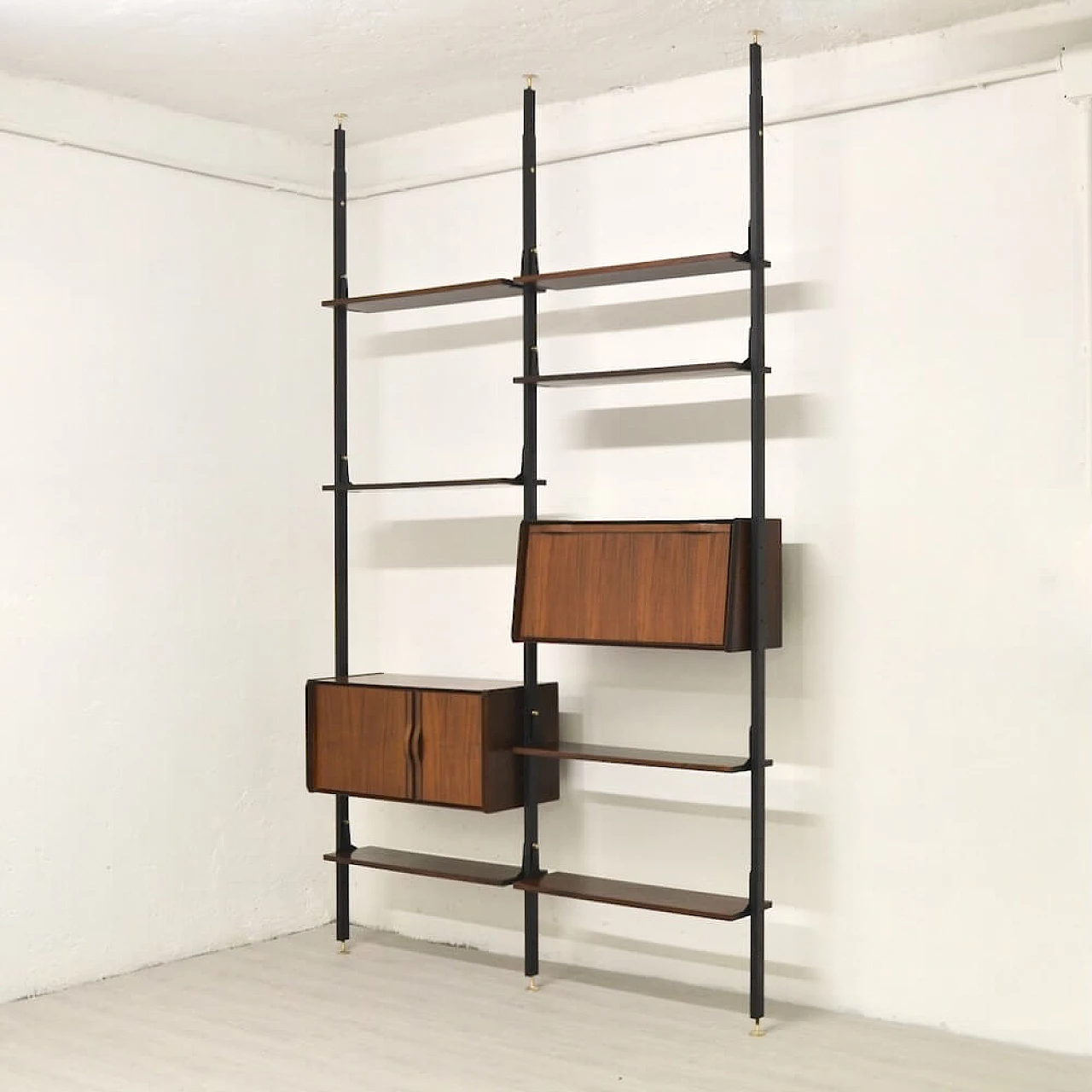 Modular floor-to-ceiling bookcase by La Sorgente del Mobile, 1950s 1