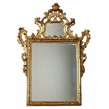 Rococo style carved and gilded wood mirror
