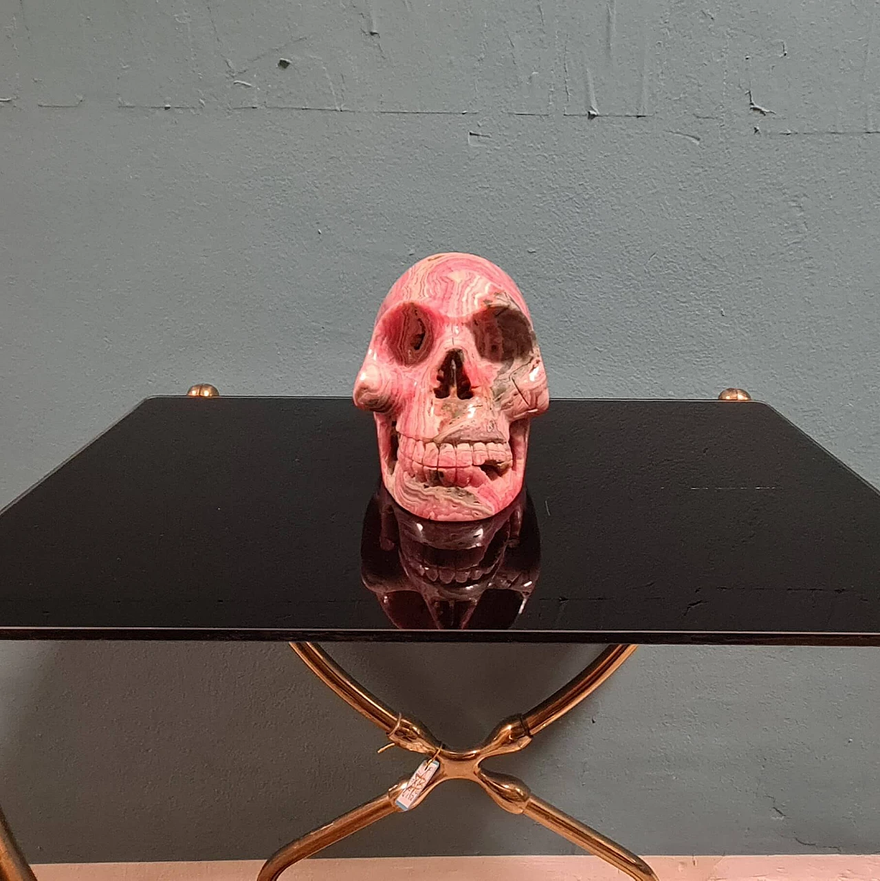 Skull, rhodocrosite sculpture, 1990s 2