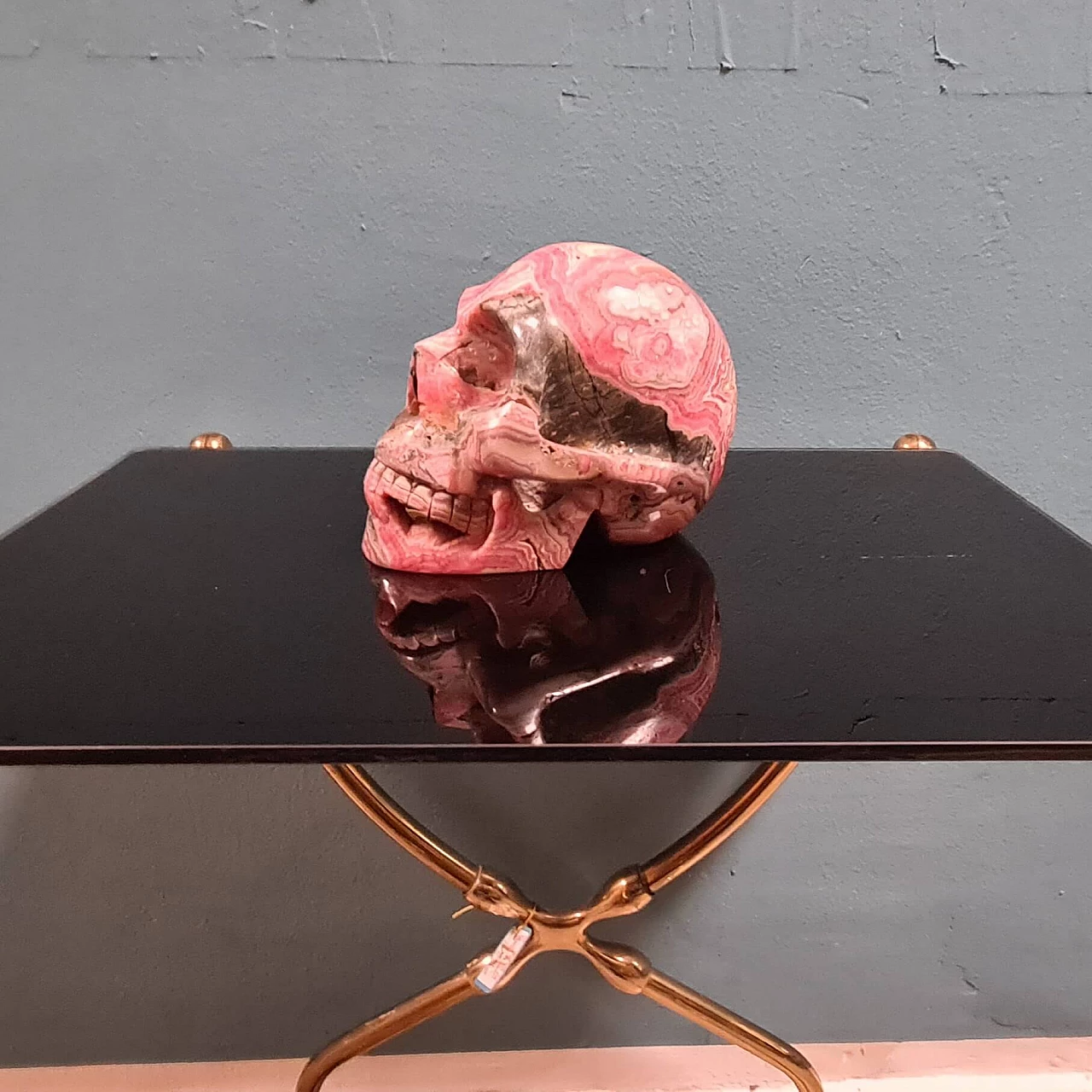 Skull, rhodocrosite sculpture, 1990s 3