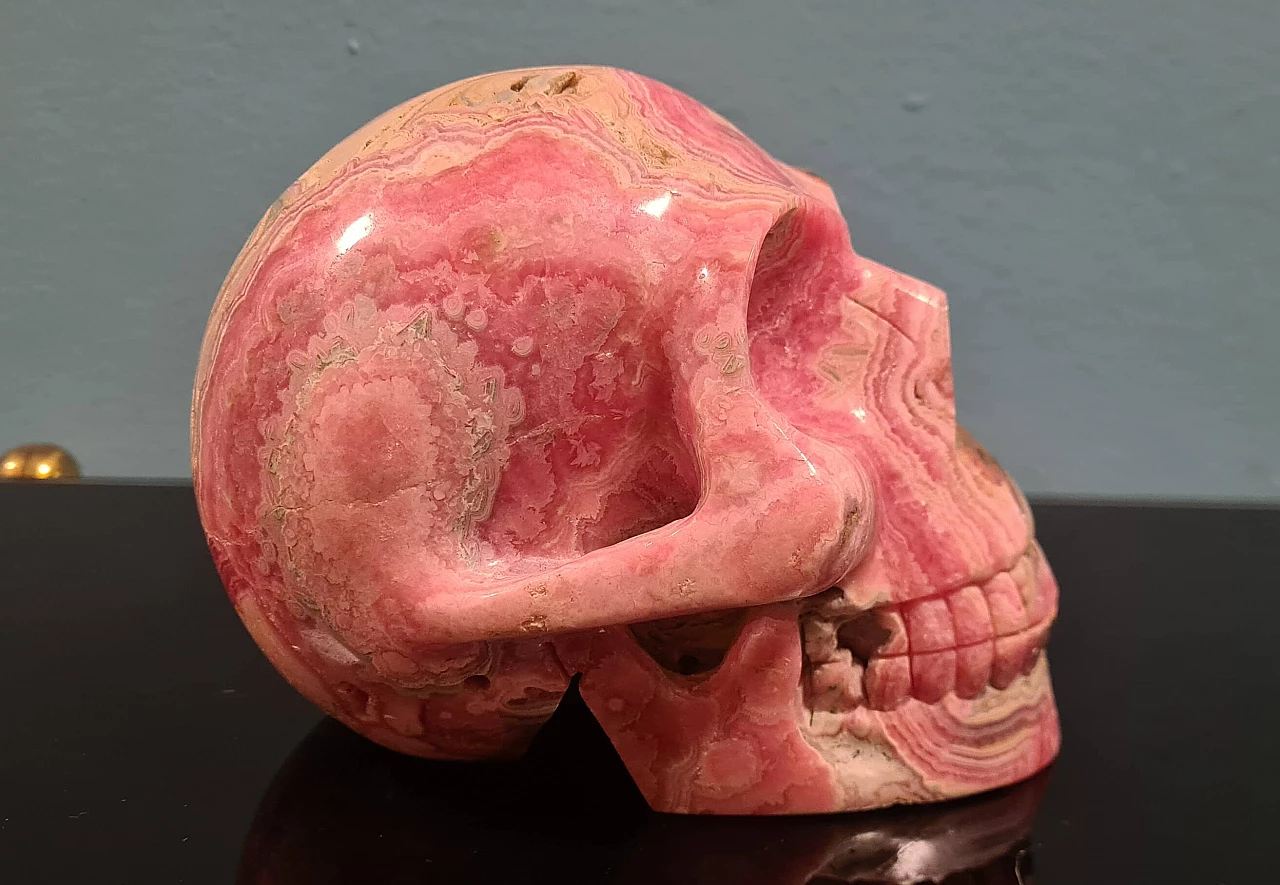 Skull, rhodocrosite sculpture, 1990s 5