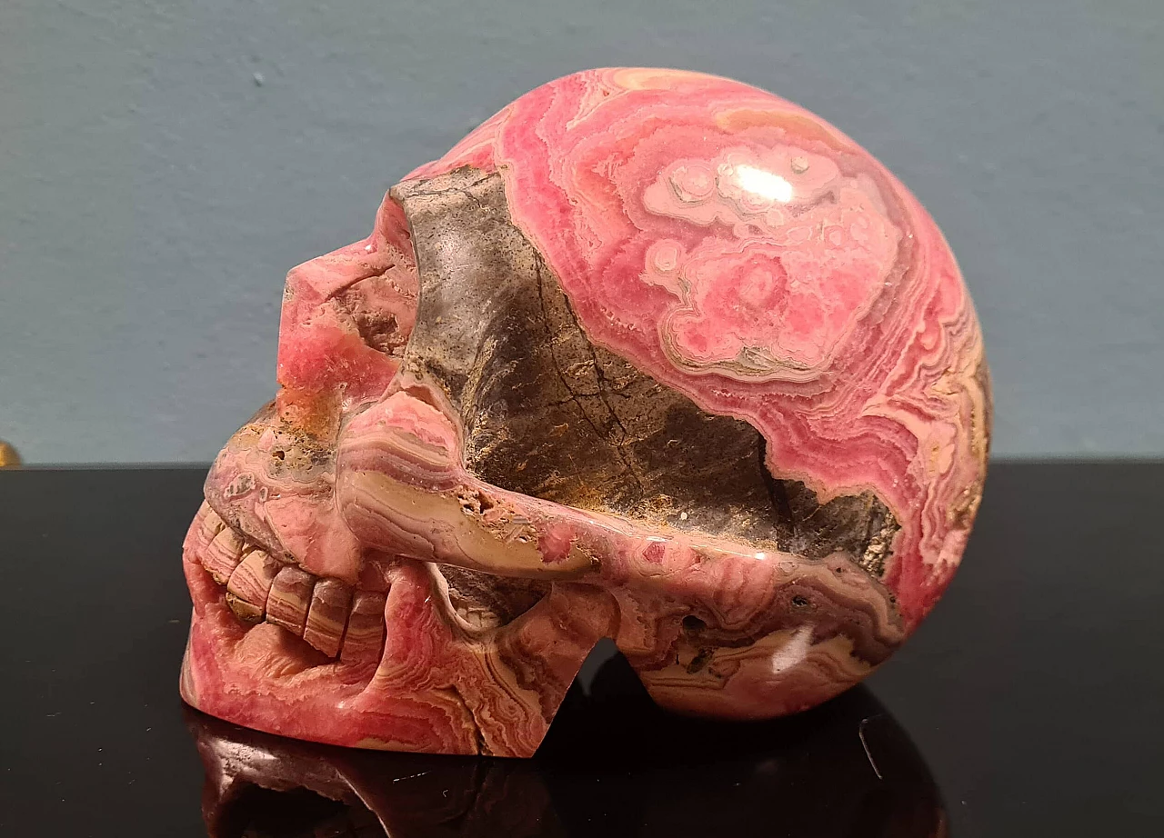 Skull, rhodocrosite sculpture, 1990s 7