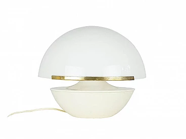 Aluminium and brass table lamp with acrylic glass shade, 1960s