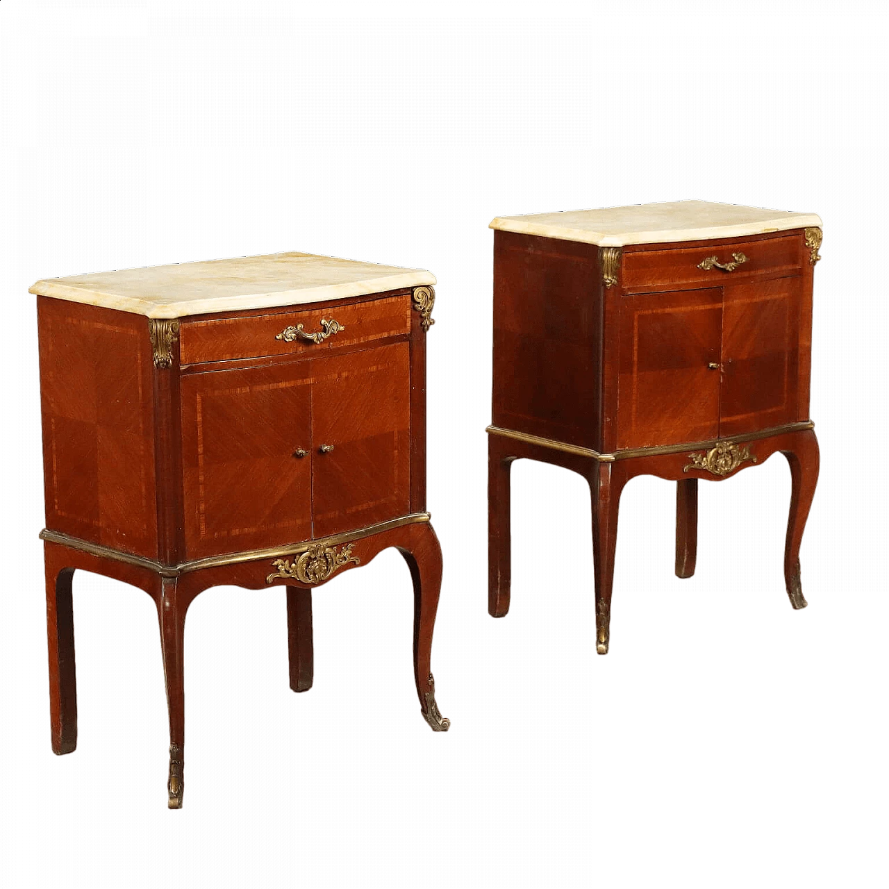 Pair of Louis XV style bedside tables by Stabilimento Grazioli Gaudenzi, early 20th century 11