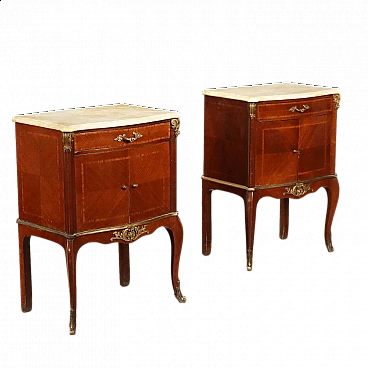 Pair of Louis XV style bedside tables by Stabilimento Grazioli Gaudenzi, early 20th century