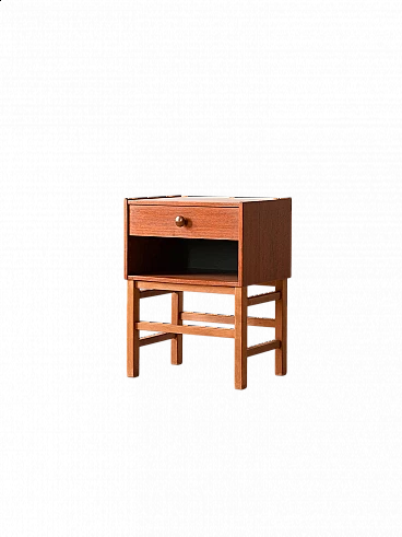 Swedish squared wooden bedside table, 1960s