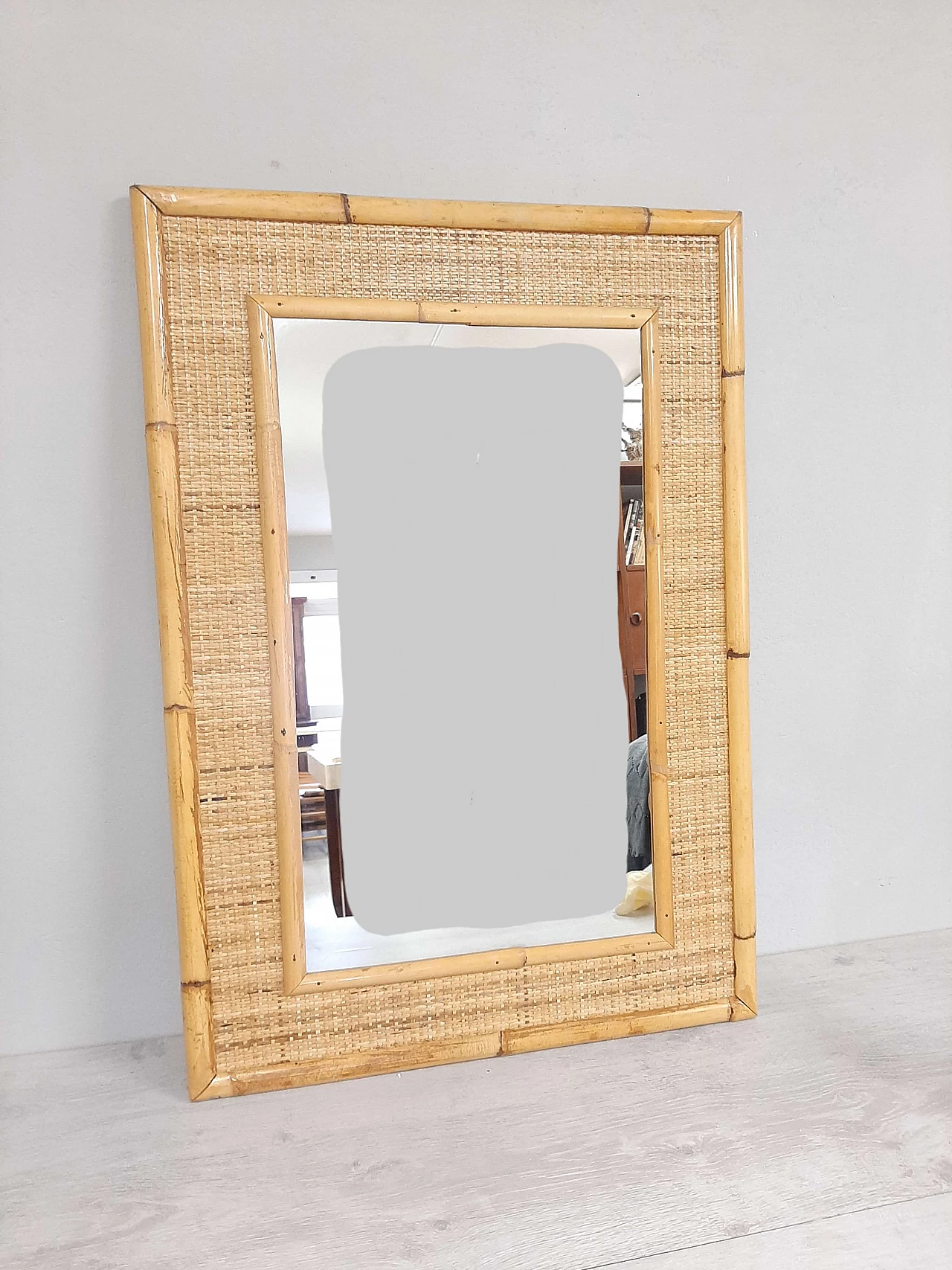 Specchio in bambù, anni '70 1