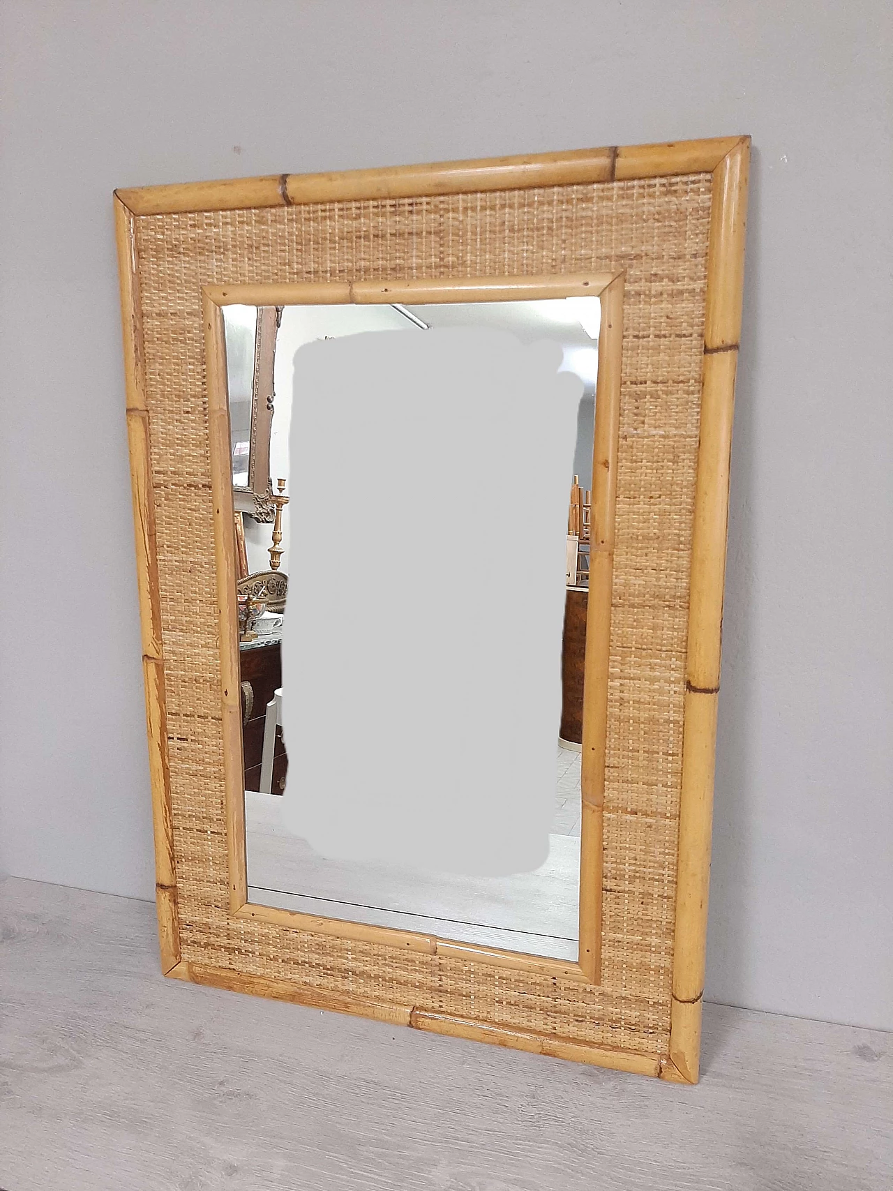 Specchio in bambù, anni '70 2