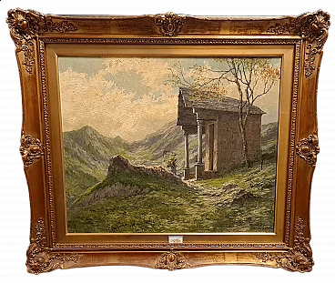 Giuseppe Gheduzzi, Landscape, oil on panel, early 20th century