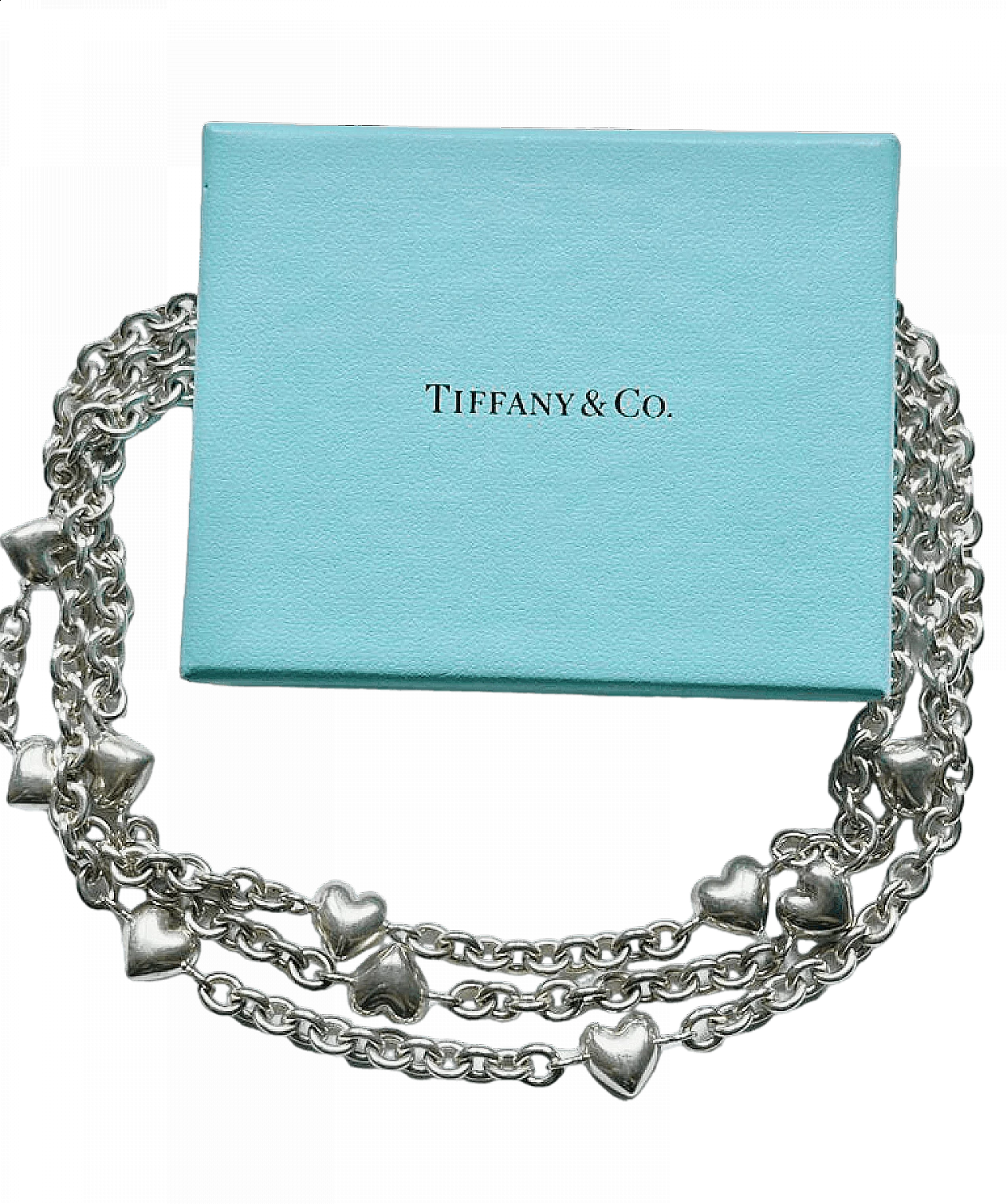 Silver Chain Link Heart Toggle necklace by Tiffany & Co, 1990s 6