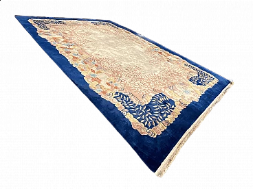 Blue and ivory floral Art Deco Chinese carpet, 1940s