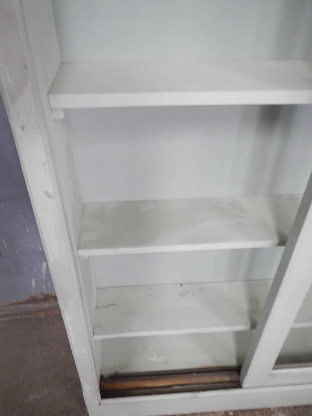 Green varnished spruce shop glass cabinet, 1950s 7