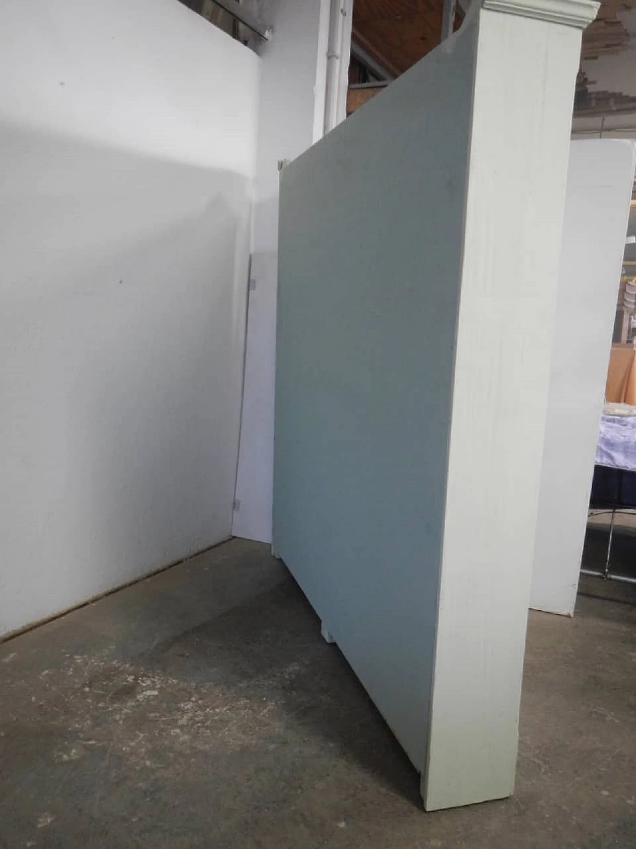 Green varnished spruce shop glass cabinet, 1950s 9