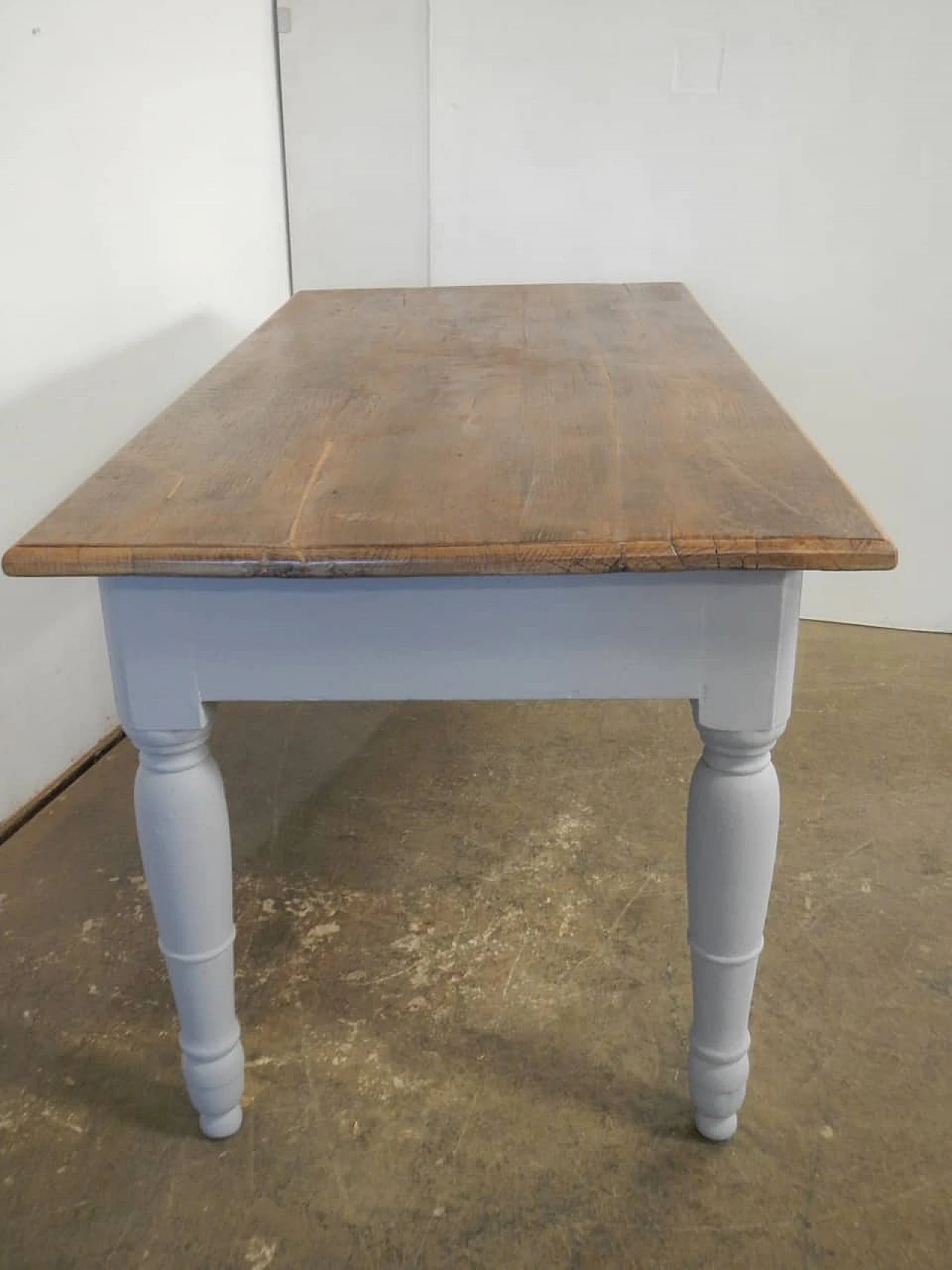 Grey varnished and natural chestnut table with drawer, 1950s 6